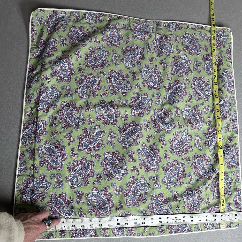 Vintage Ralph Lauren STUDIO PAISLEY only 1 European Pillow Shams Greenvale Green